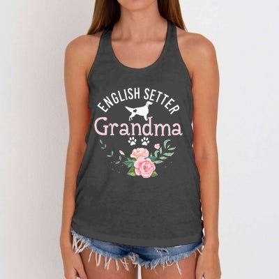 English Setter Grandma Gifts Wo Cute Dog Mother's Day Women's Knotted Racerback Tank