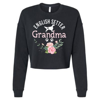 English Setter Grandma Gifts Wo Cute Dog Mother's Day Cropped Pullover Crew