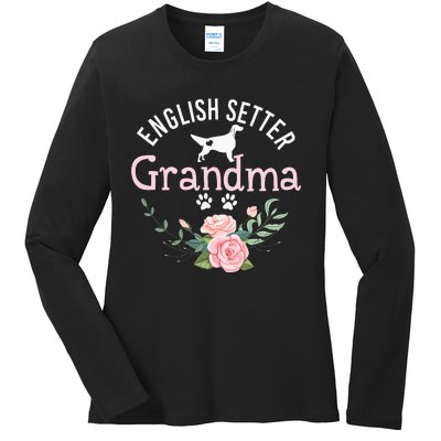 English Setter Grandma Gifts Wo Cute Dog Mother's Day Ladies Long Sleeve Shirt