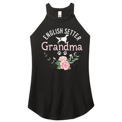 English Setter Grandma Gifts Wo Cute Dog Mother's Day Women's Perfect Tri Rocker Tank