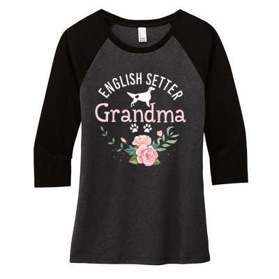 English Setter Grandma Gifts Wo Cute Dog Mother's Day Women's Tri-Blend 3/4-Sleeve Raglan Shirt