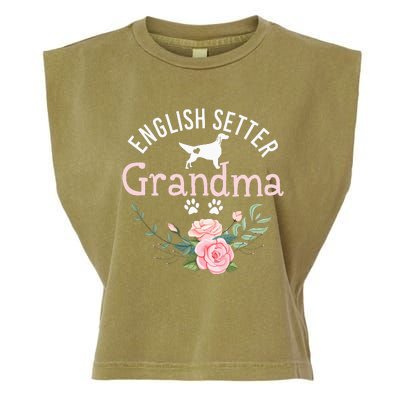 English Setter Grandma Gifts Wo Cute Dog Mother's Day Garment-Dyed Women's Muscle Tee