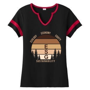 Environment Social Governance Retro ESG Ladies Halftime Notch Neck Tee