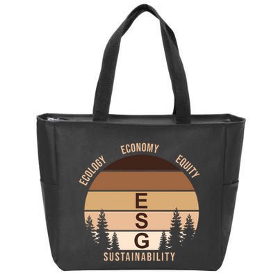 Environment Social Governance Retro ESG Zip Tote Bag