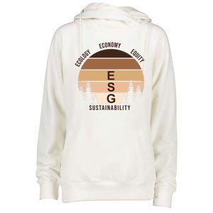 Environment Social Governance Retro ESG Womens Funnel Neck Pullover Hood