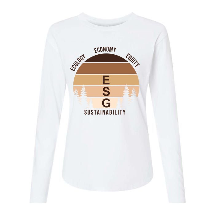 Environment Social Governance Retro ESG Womens Cotton Relaxed Long Sleeve T-Shirt