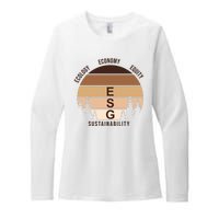 Environment Social Governance Retro ESG Womens CVC Long Sleeve Shirt