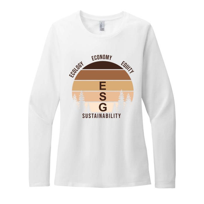 Environment Social Governance Retro ESG Womens CVC Long Sleeve Shirt