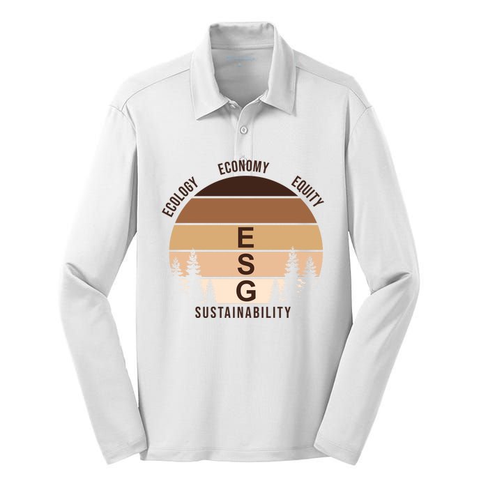 Environment Social Governance Retro ESG Silk Touch Performance Long Sleeve Polo