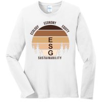 Environment Social Governance Retro ESG Ladies Long Sleeve Shirt