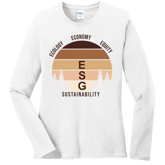 Environment Social Governance Retro ESG Ladies Long Sleeve Shirt