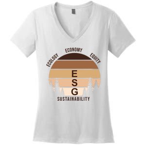 Environment Social Governance Retro ESG Women's V-Neck T-Shirt