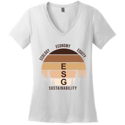 Environment Social Governance Retro ESG Women's V-Neck T-Shirt