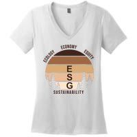 Environment Social Governance Retro ESG Women's V-Neck T-Shirt