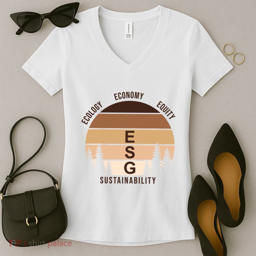 Environment Social Governance Retro ESG Women's V-Neck T-Shirt