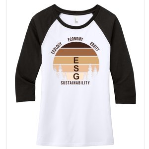 Environment Social Governance Retro ESG Women's Tri-Blend 3/4-Sleeve Raglan Shirt