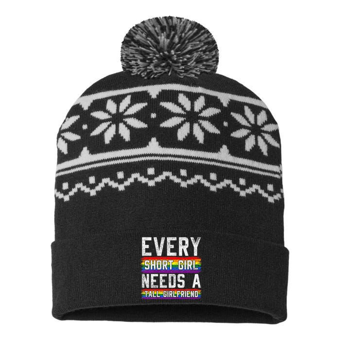 Every Short Girl Needs A Tall Girlfriend Lesbian Gift Lgbt USA-Made Snowflake Beanie