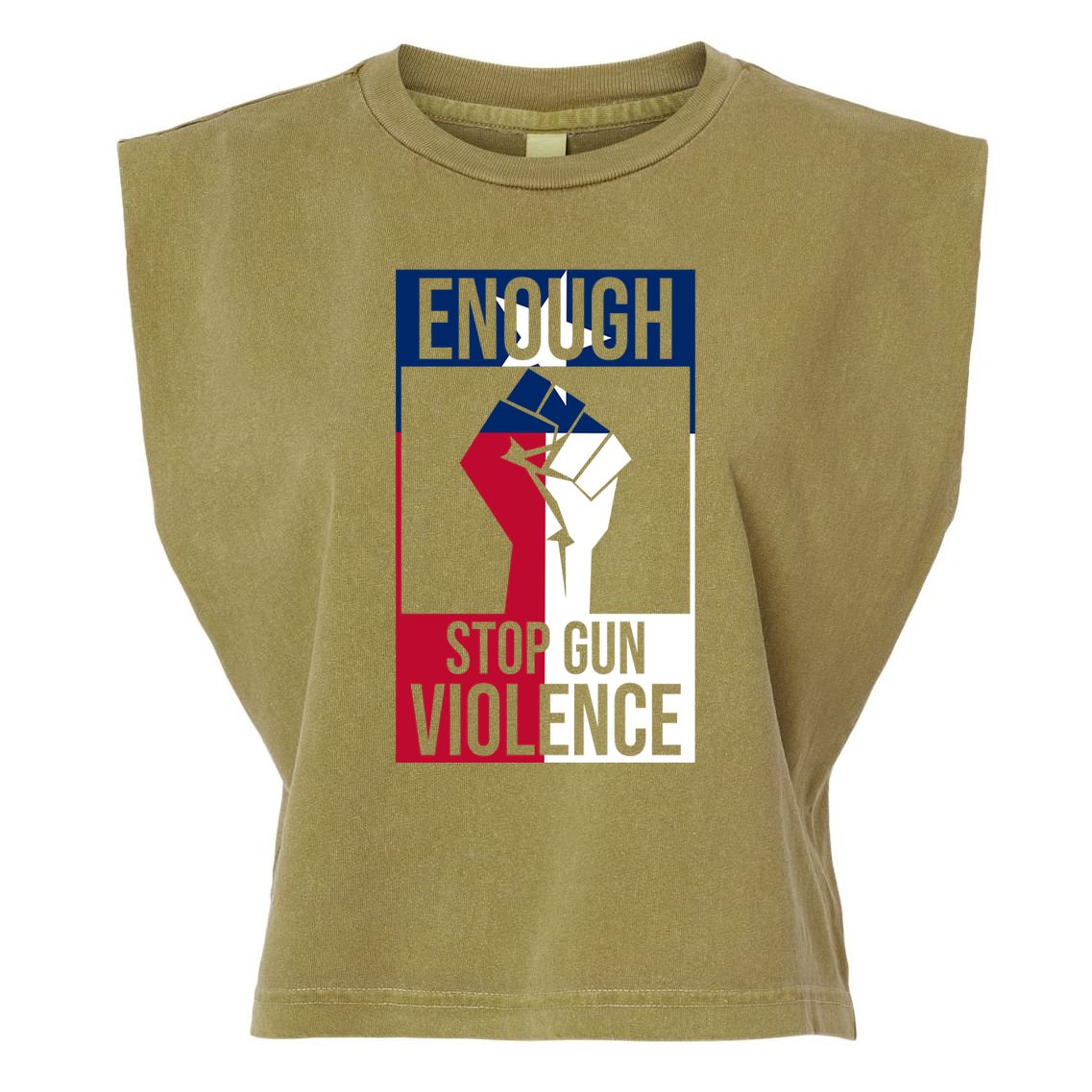 Enough Stop Gun Violence Texas Fist Garment-Dyed Women's Muscle Tee