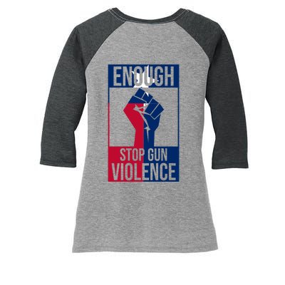 Enough Stop Gun Violence Texas Fist Women's Tri-Blend 3/4-Sleeve Raglan Shirt