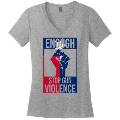 Enough Stop Gun Violence Texas Fist Women's V-Neck T-Shirt