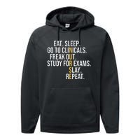 Eat Sleep Go To Clinicals Freak Out Nurse In Progress Performance Fleece Hoodie