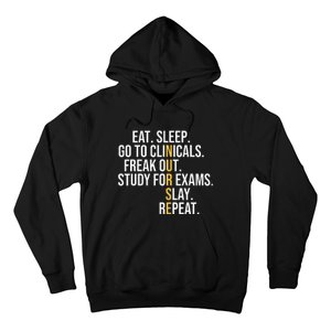 Eat Sleep Go To Clinicals Freak Out Nurse In Progress Hoodie