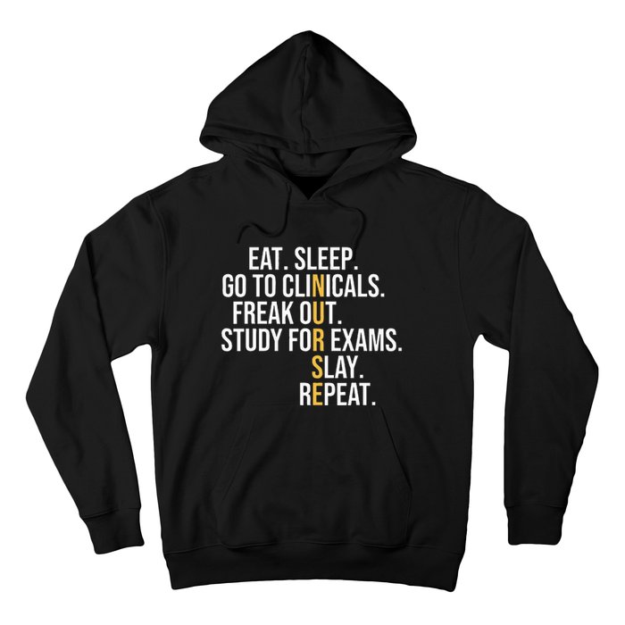 Eat Sleep Go To Clinicals Freak Out Nurse In Progress Hoodie