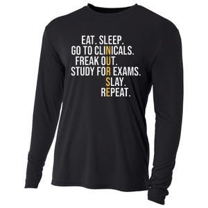 Eat Sleep Go To Clinicals Freak Out Nurse In Progress Cooling Performance Long Sleeve Crew