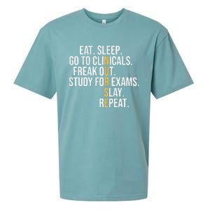 Eat Sleep Go To Clinicals Freak Out Nurse In Progress Sueded Cloud Jersey T-Shirt