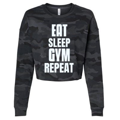 Eat Sleep Gym Repeat Funny Back Gym Funny Cropped Pullover Crew