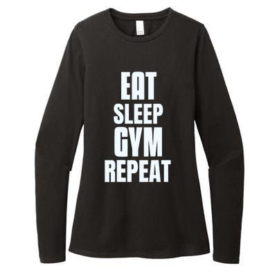 Eat Sleep Gym Repeat Funny Back Gym Funny Womens CVC Long Sleeve Shirt