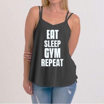 Eat Sleep Gym Repeat Funny Back Gym Funny Women's Strappy Tank