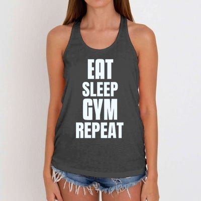 Eat Sleep Gym Repeat Funny Back Gym Funny Women's Knotted Racerback Tank