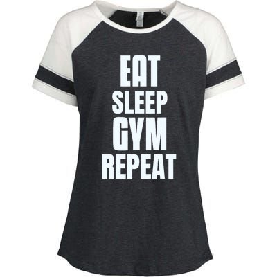 Eat Sleep Gym Repeat Funny Back Gym Funny Enza Ladies Jersey Colorblock Tee