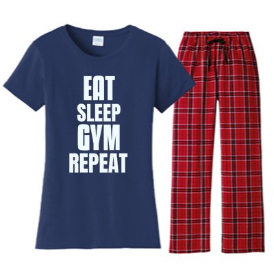 Eat Sleep Gym Repeat Funny Back Gym Funny Women's Flannel Pajama Set