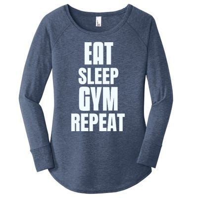 Eat Sleep Gym Repeat Funny Back Gym Funny Women's Perfect Tri Tunic Long Sleeve Shirt