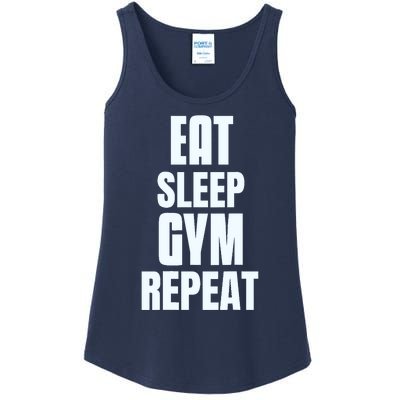 Eat Sleep Gym Repeat Funny Back Gym Funny Ladies Essential Tank