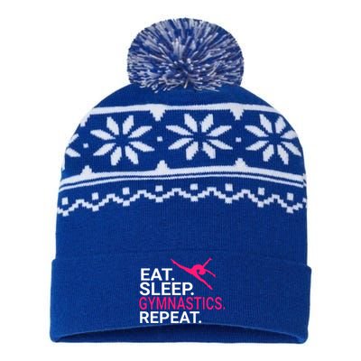 Eat Sleep Gymnastics Repeat Funny Gift Christmas Gift Sports USA-Made Snowflake Beanie