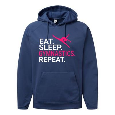 Eat Sleep Gymnastics Repeat Funny Gift Christmas Gift Sports Performance Fleece Hoodie