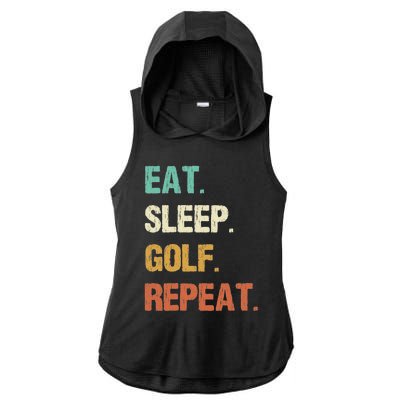 Eat Sleep Golf Repeat Golfer Golfing Funny Ladies PosiCharge Tri-Blend Wicking Draft Hoodie Tank