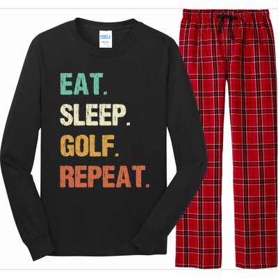 Eat Sleep Golf Repeat Golfer Golfing Funny Long Sleeve Pajama Set