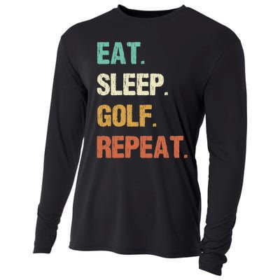 Eat Sleep Golf Repeat Golfer Golfing Funny Cooling Performance Long Sleeve Crew