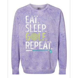 Eat Sleep Golf Repeat Golfing Golfer Funny  Wo Sports Colorblast Crewneck Sweatshirt