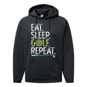 Eat Sleep Golf Repeat Golfing Golfer Funny  Wo Sports Performance Fleece Hoodie