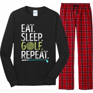 Eat Sleep Golf Repeat Golfing Golfer Funny  Wo Sports Long Sleeve Pajama Set