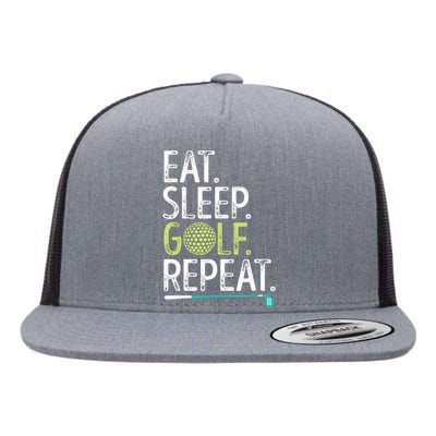 Eat Sleep Golf Repeat Golfing Golfer Funny  Wo Sports Flat Bill Trucker Hat