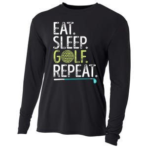 Eat Sleep Golf Repeat Golfing Golfer Funny  Wo Sports Cooling Performance Long Sleeve Crew