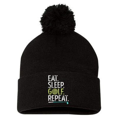 Eat Sleep Golf Repeat Golfing Golfer Funny  Wo Sports Pom Pom 12in Knit Beanie