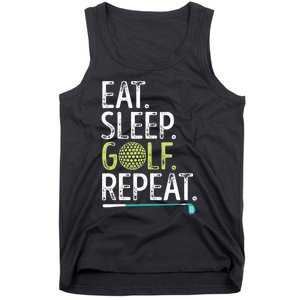 Eat Sleep Golf Repeat Golfing Golfer Funny  Wo Sports Tank Top