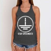 Electrician Stay Grounded Funny Nerd Engineer Gift Women's Knotted Racerback Tank